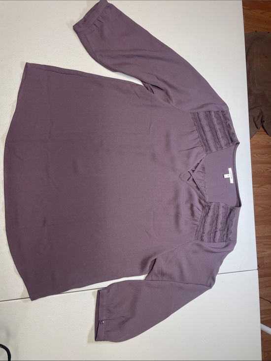 Maurices Tops - Maurices Mauve Lace Yoke V-Neck Blouse